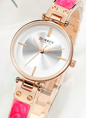 C9058L Curren Silver Dial Rose-gold Stainless Chain Steel Analog Quartz Women's Watch. - Timecheck