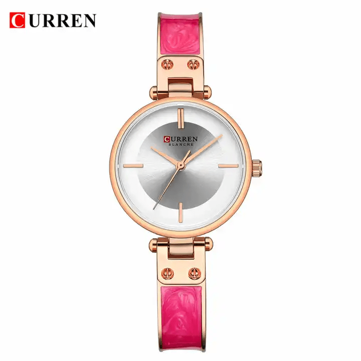 C9058L Curren Silver Dial Rose-gold Stainless Chain Steel Analog Quartz Women's Watch. - Timecheck