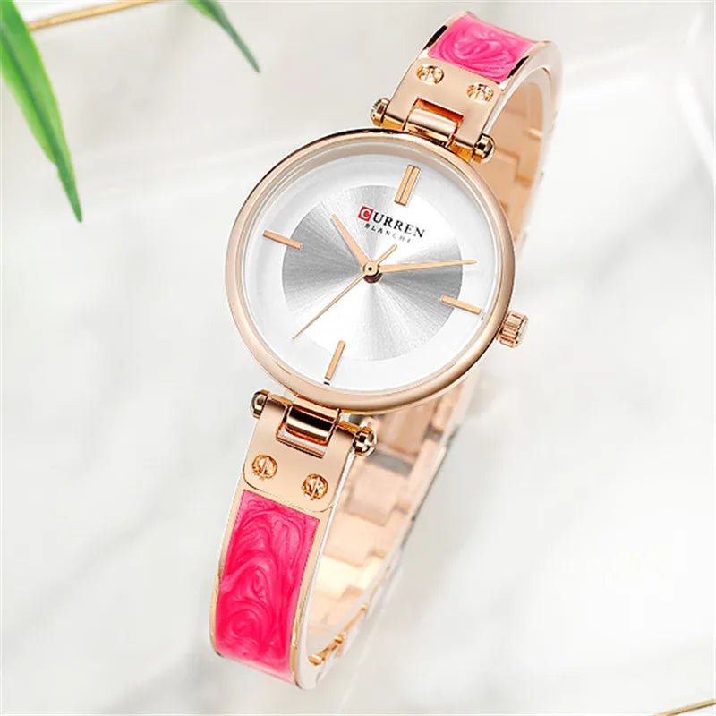 C9058L Curren Silver Dial Rose-gold Stainless Chain Steel Analog Quartz Women's Watch. - Timecheck