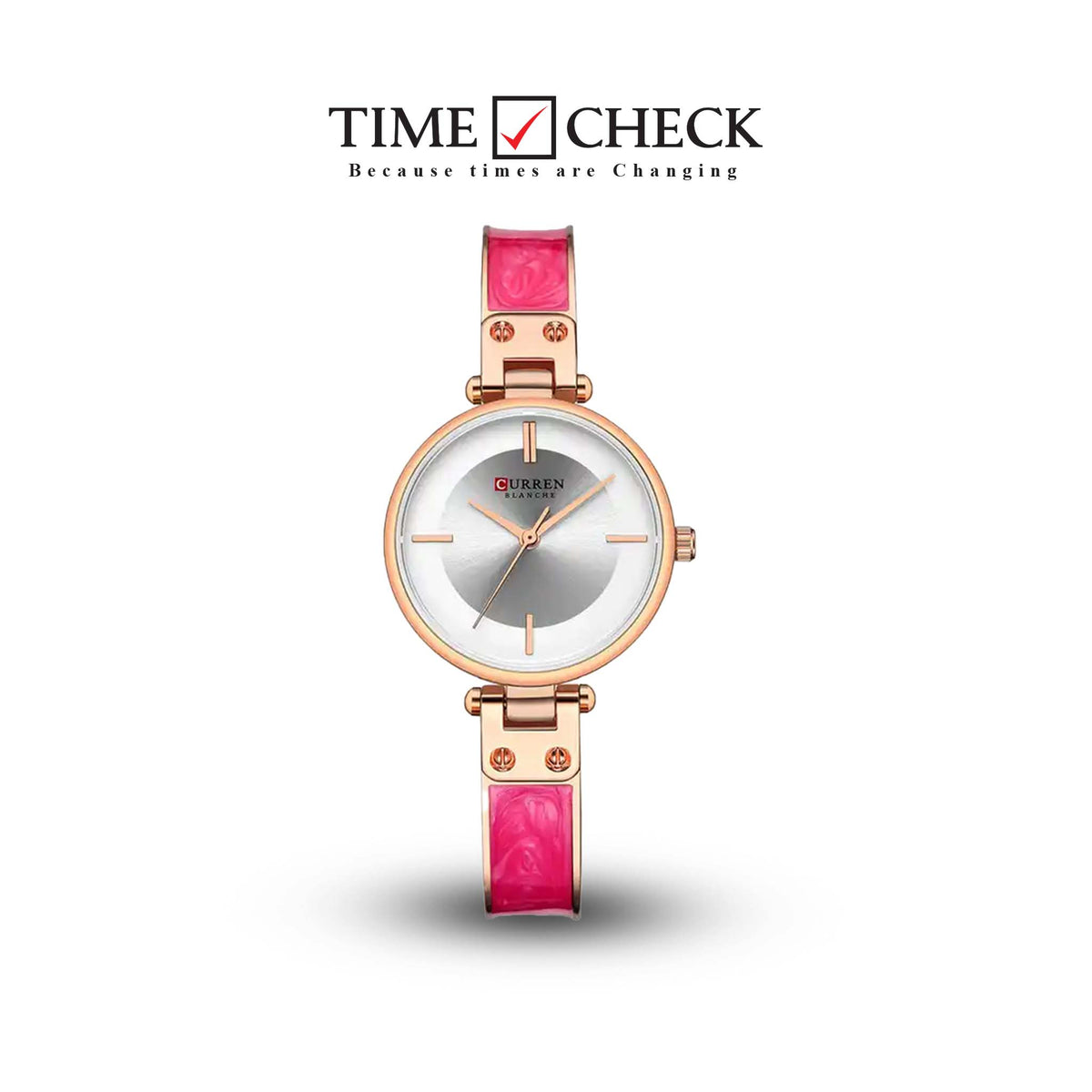 C9058L Curren Silver Dial Rose-gold Stainless Chain Steel Analog Quartz Women's Watch. - Timecheck