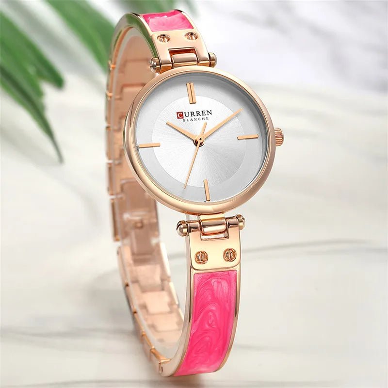 C9058L Curren Silver Dial Rose-gold Stainless Chain Steel Analog Quartz Women's Watch. - Timecheck