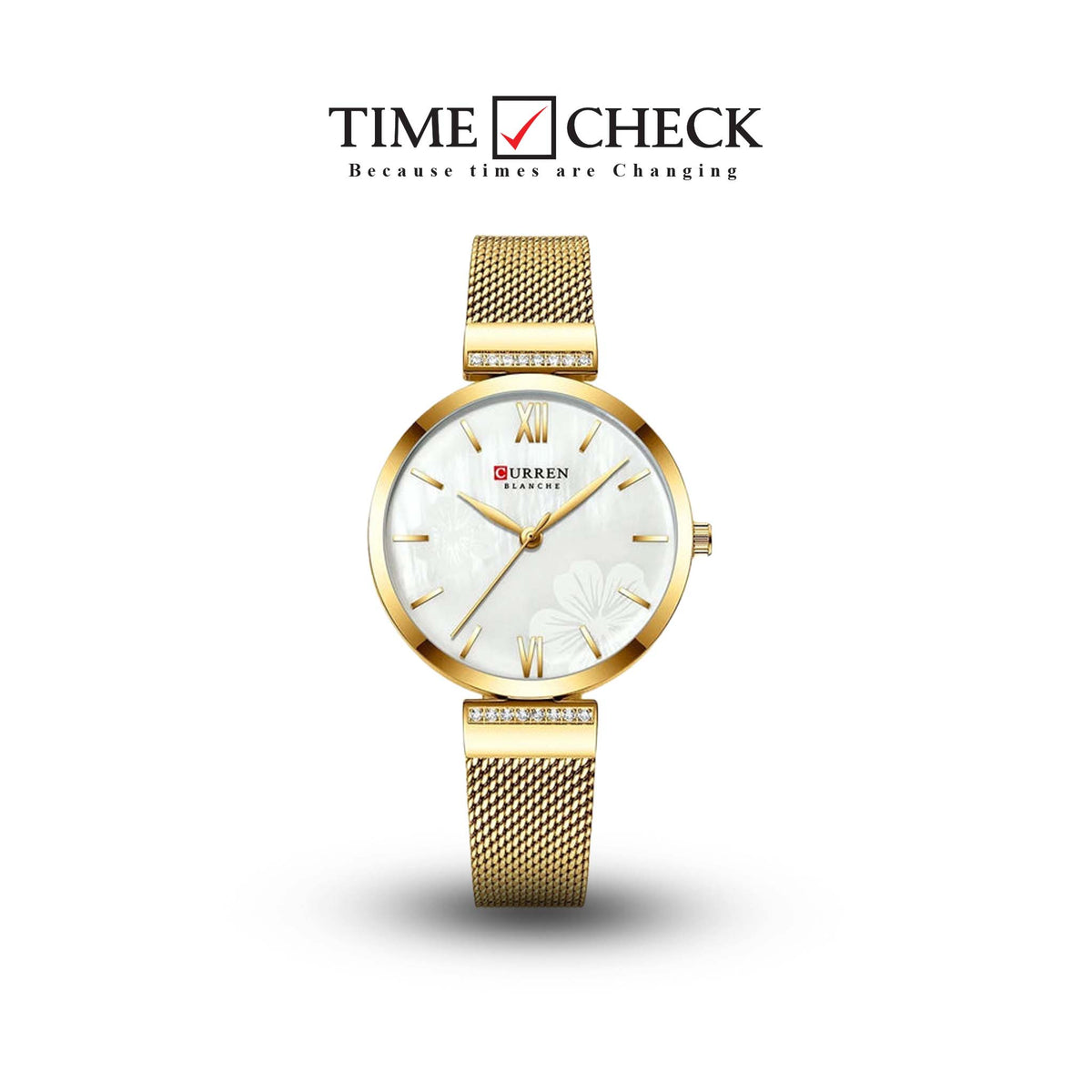 C9067L Curren White Dial golden Stainless Steel Chain Analog Quartz Women's Watch. - Timecheck