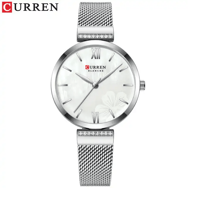 C9067L Curren White Dial Silver Stainless Steel Chain Analog Quartz Women's Watch. - Timecheck