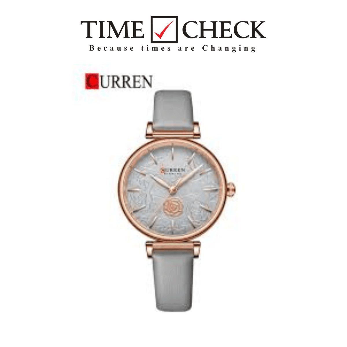 C9078L Curren gray Dial Gray Leather Strap Analog Quartz Women's Watch. - Timecheck