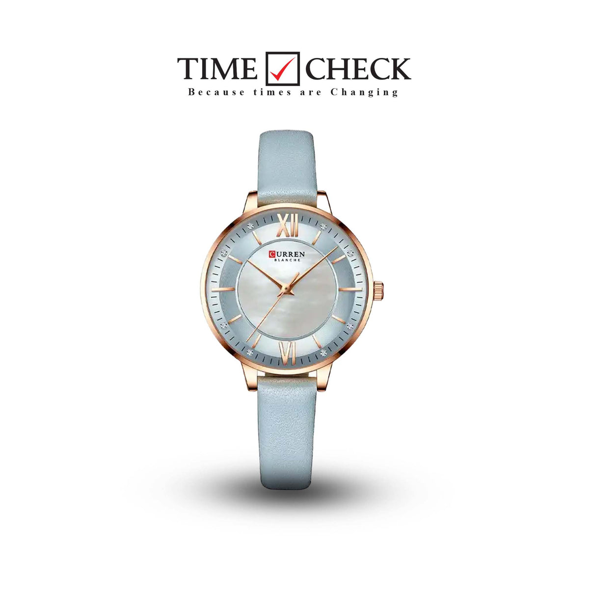 C9080L Curren Silver Dial Gray Leather Strap Analog Quartz Women's Watch. - Timecheck