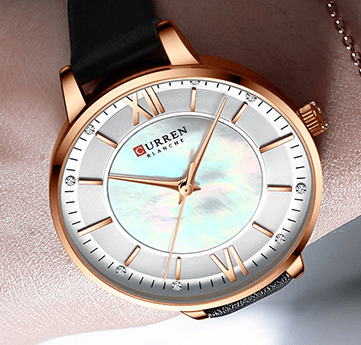 C9080L Curren Silver Dial Pink Leather Strap Analog Quartz Women's Watch. - Timecheck