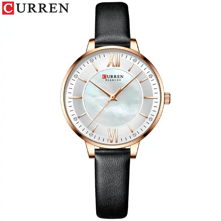 C9080L Curren Silver Dial Pink Leather Strap Analog Quartz Women's Watch. - Timecheck