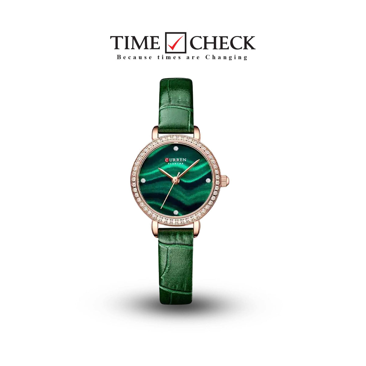 C9083L Curren Green Dial Green Leather Strap Analog Quartz Women's Watch. - Timecheck