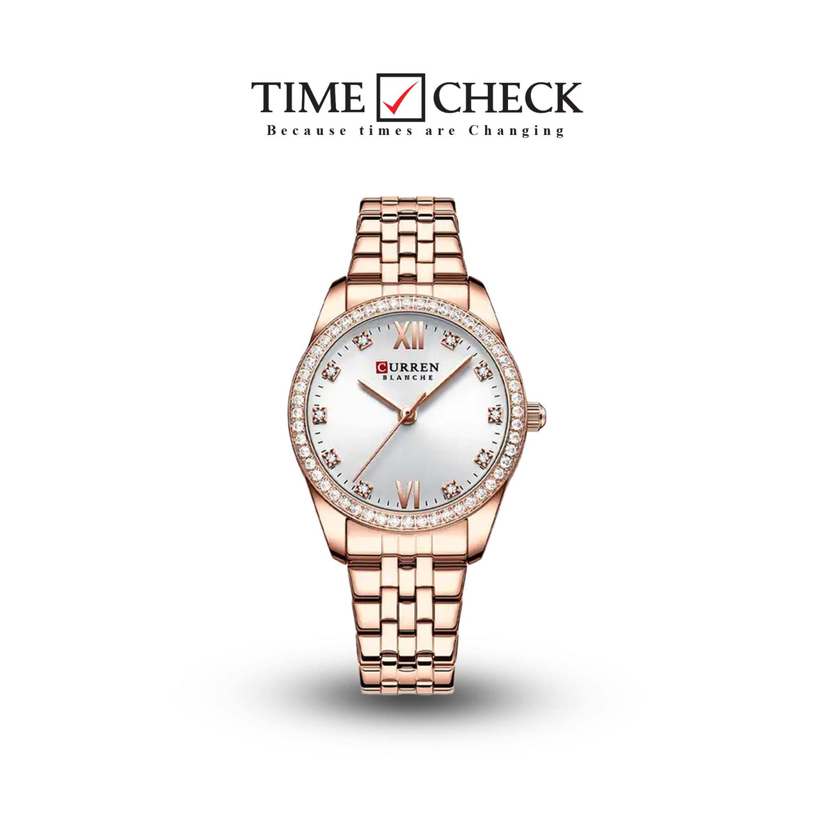 C9086L Curren Silver Dial Rose-gold Stainless Steel Chain Analog Quartz Women's Watch. - Timecheck
