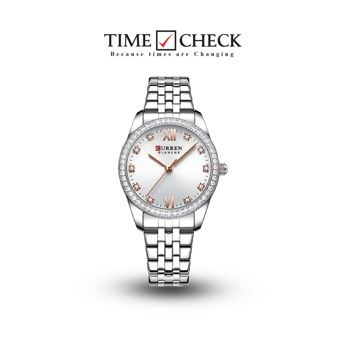 C9086L Curren Silver Dial Silver Stainless Steel Chain Analog Quartz Women's Watch. - Timecheck