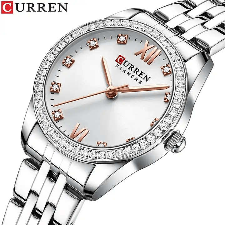 C9086L Curren Silver Dial Silver Stainless Steel Chain Analog Quartz Women's Watch. - Timecheck