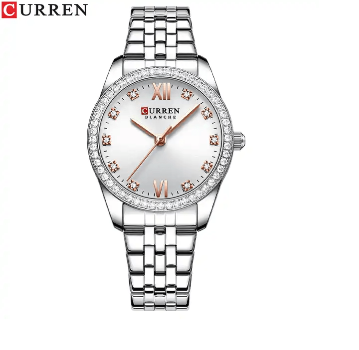 C9086L Curren Silver Dial Silver Stainless Steel Chain Analog Quartz Women's Watch. - Timecheck