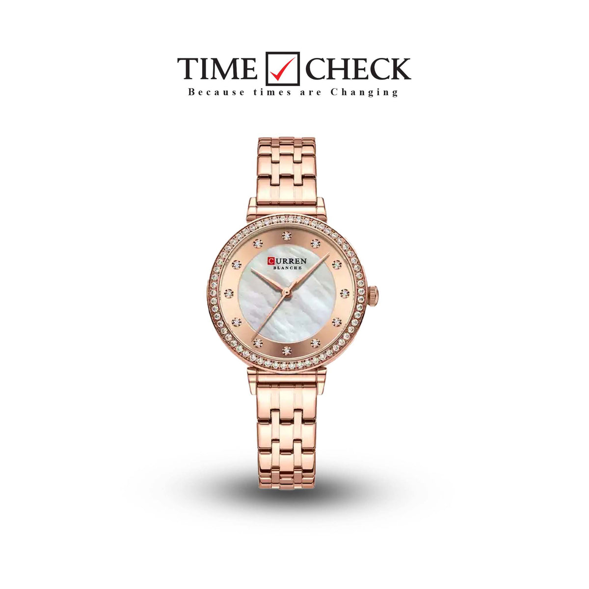 C9087L Curren ROSE-GOLD Dial & Stainless Steel Chain Analog Quartz Women's Watch. - Timecheck