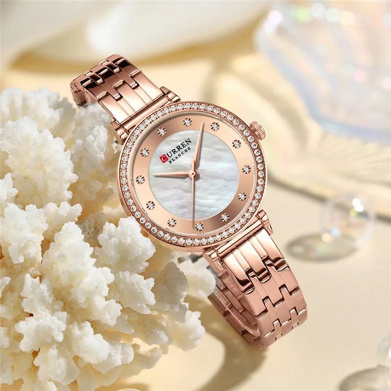 C9087L Curren ROSE-GOLD Dial & Stainless Steel Chain Analog Quartz Women's Watch. - Timecheck