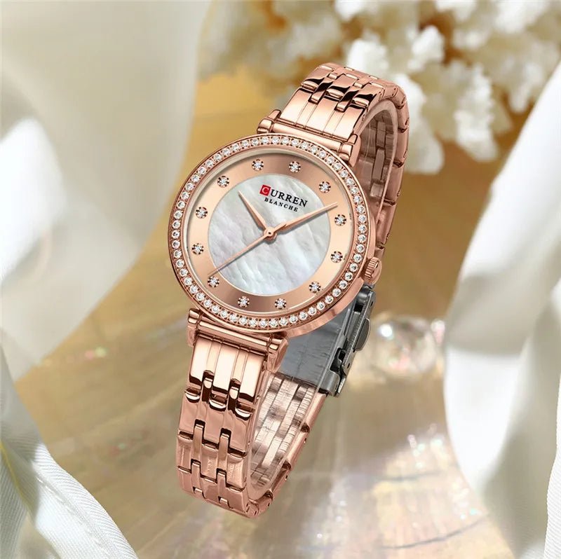 C9087L Curren ROSE-GOLD Dial & Stainless Steel Chain Analog Quartz Women's Watch. - Timecheck