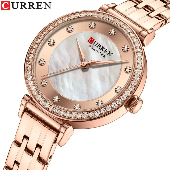 C9087L Curren ROSE-GOLD Dial & Stainless Steel Chain Analog Quartz Women's Watch. - Timecheck