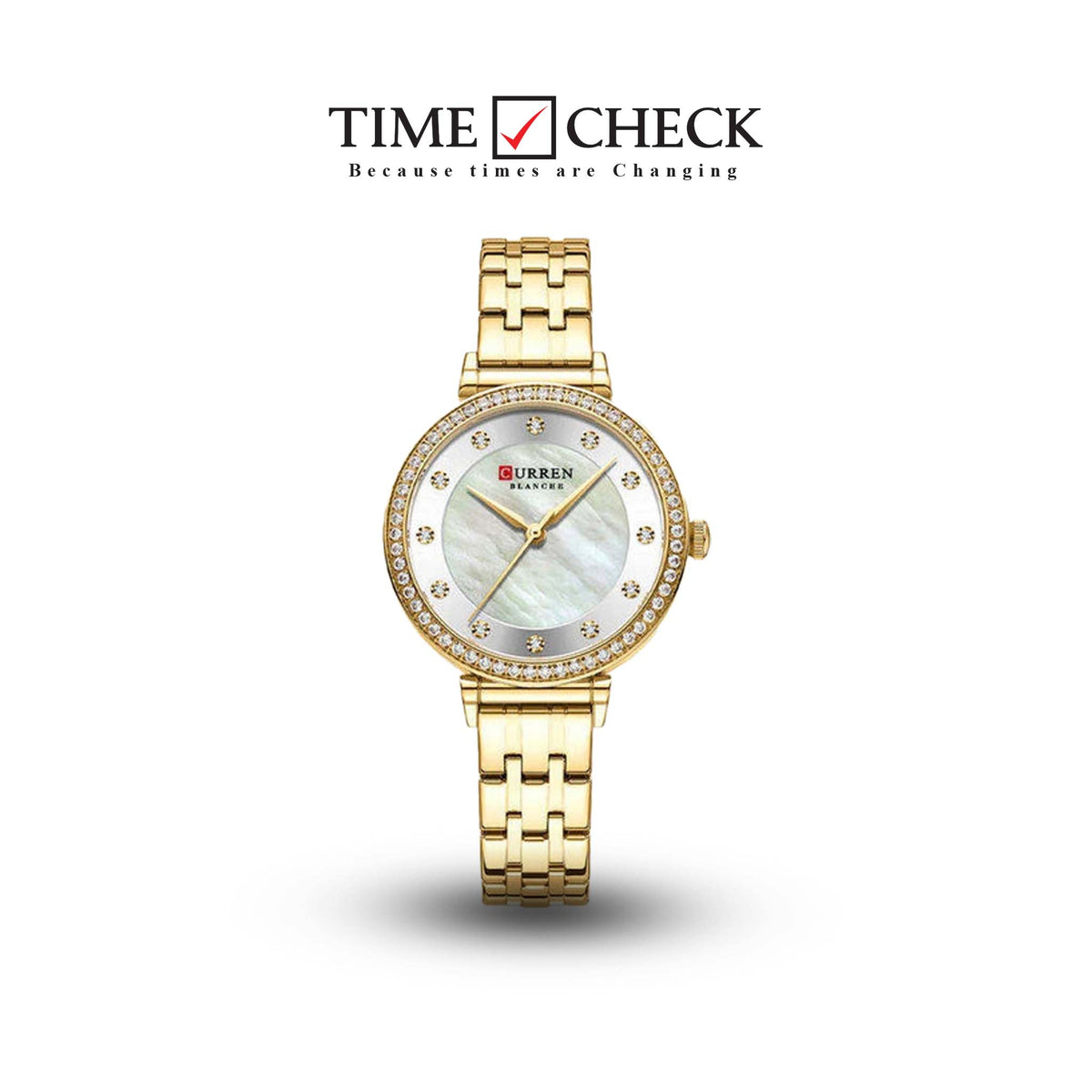 C9087L Curren Silver Dial & GOLDEN Stainless Steel Chain Analog Quartz Women's Watch. - Timecheck