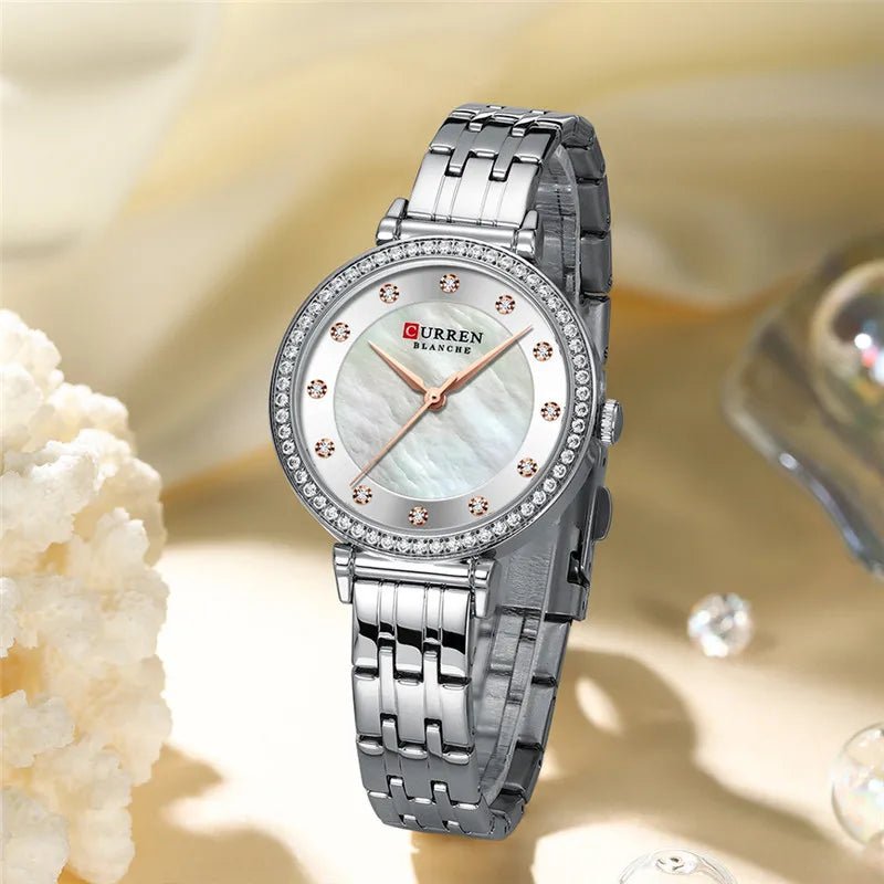 C9087L Curren Silver Dial & Silver Stainless Steel Chain Analog Quartz Women's Watch. - Timecheck