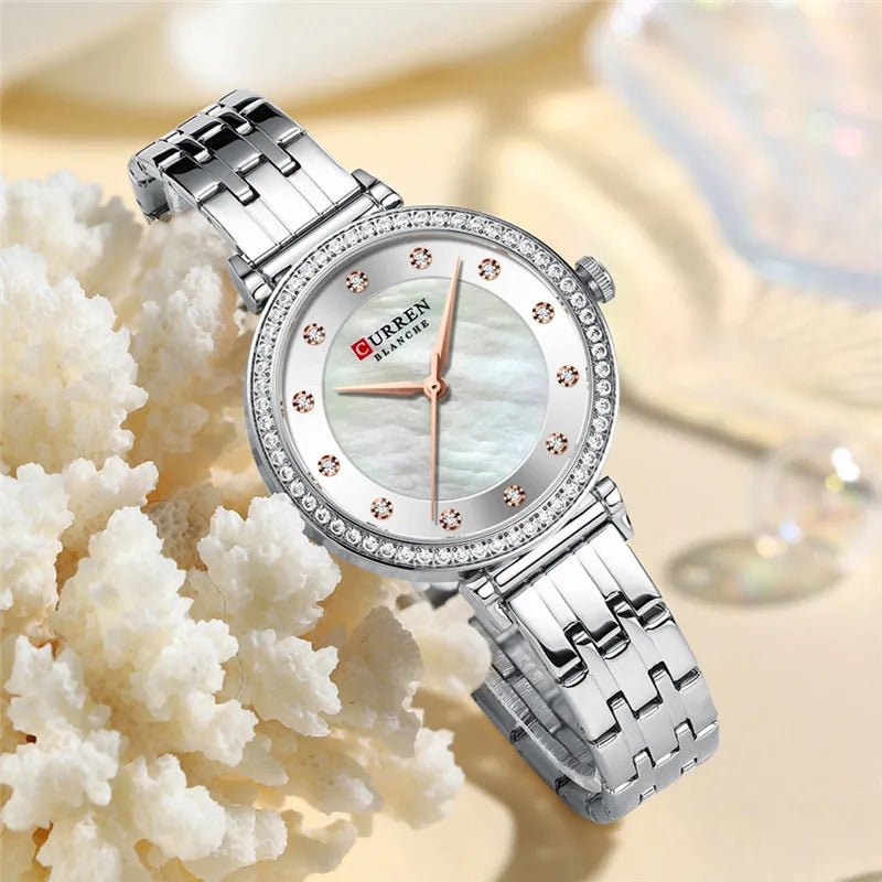 C9087L Curren Silver Dial & Silver Stainless Steel Chain Analog Quartz Women's Watch. - Timecheck