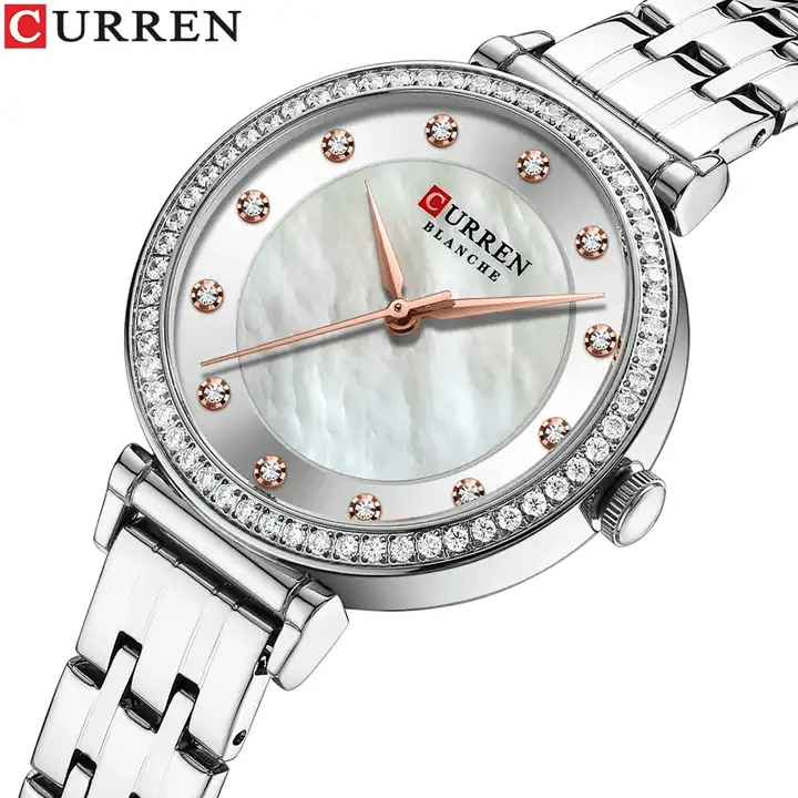 C9087L Curren Silver Dial & Silver Stainless Steel Chain Analog Quartz Women's Watch. - Timecheck