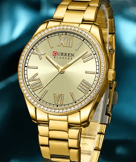 C9088L Curren Golden Dial Golden Stainless Steel Chain Analog Quartz Women's Watch. - Timecheck