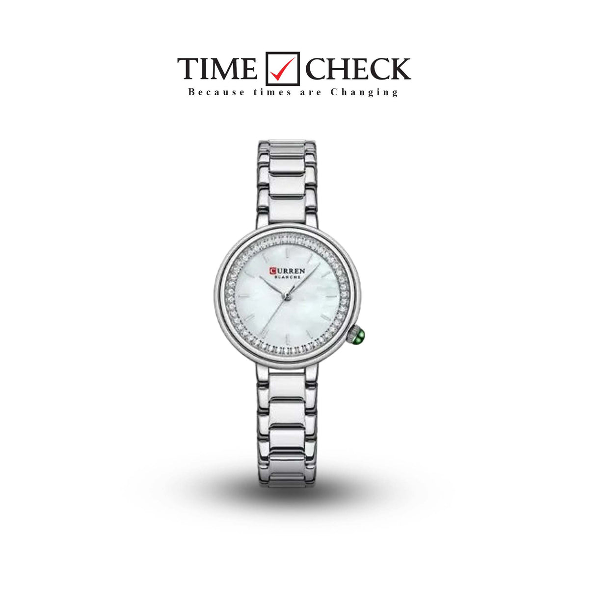 C9089L Curren SILVER Dial Silver Stainless Chain Steel Analog Quartz Women's Watch. - Timecheck