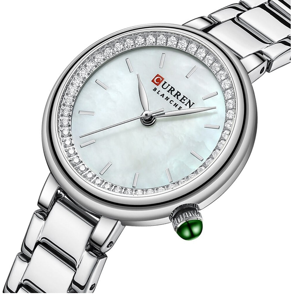 C9089L Curren SILVER Dial Silver Stainless Chain Steel Analog Quartz Women's Watch. - Timecheck