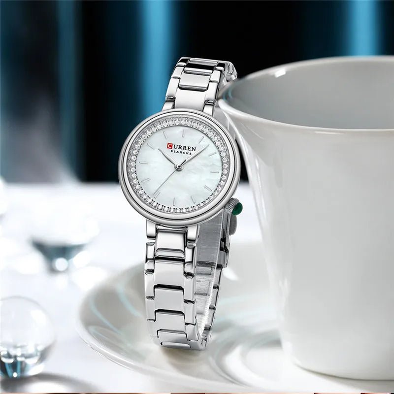 C9089L Curren SILVER Dial Silver Stainless Chain Steel Analog Quartz Women's Watch. - Timecheck