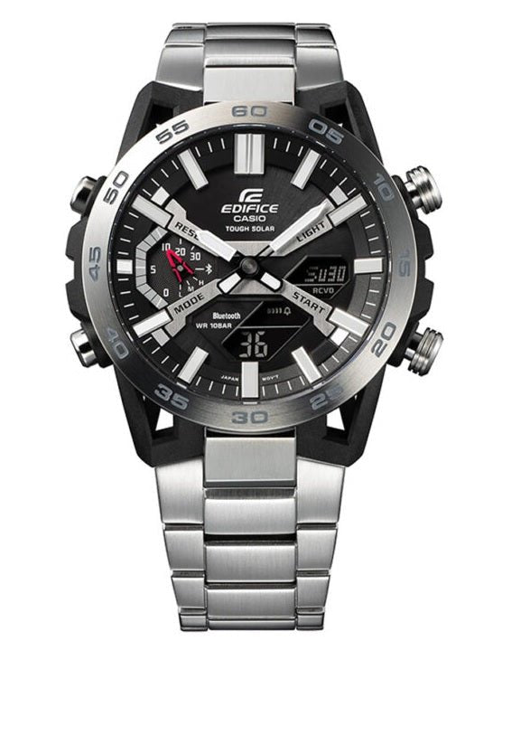 Casio Edifice – ECB-2000D-1ADF BLACK Dial Silver Stainless Steel Chain Analog/DIGITAL Men's Watch. - Timecheck