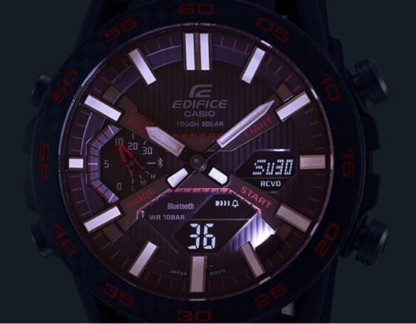 Casio Edifice – ECB-2000PB-1ADF BLACK Dial RUBBER STRAP Analog/DIGITAL Men's Watch. - Timecheck
