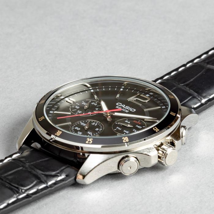 Casio MTP-1374L-1AVDF Black Dial Multi function 3 Dial Display Analog Quartz Men's Watch. - Timecheck