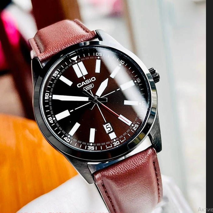 Casio MTP-VD02B-5EUDF Analog Leather Band Quartz Men's Watch. - Timecheck