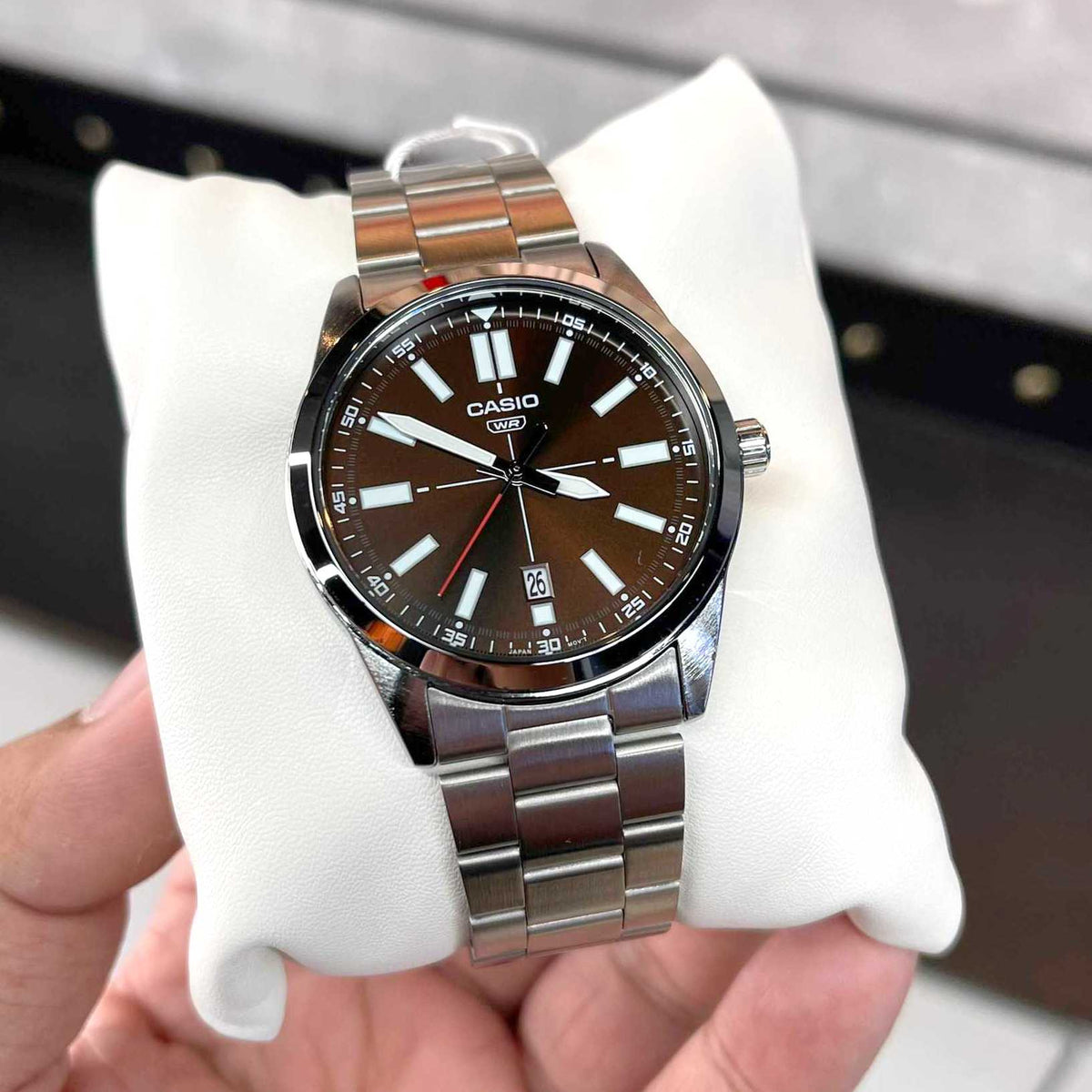 Casio MTP-VD02D-5EUDF Stainless Steel Analog Quartz Brown Dial Men's Watch. - Timecheck
