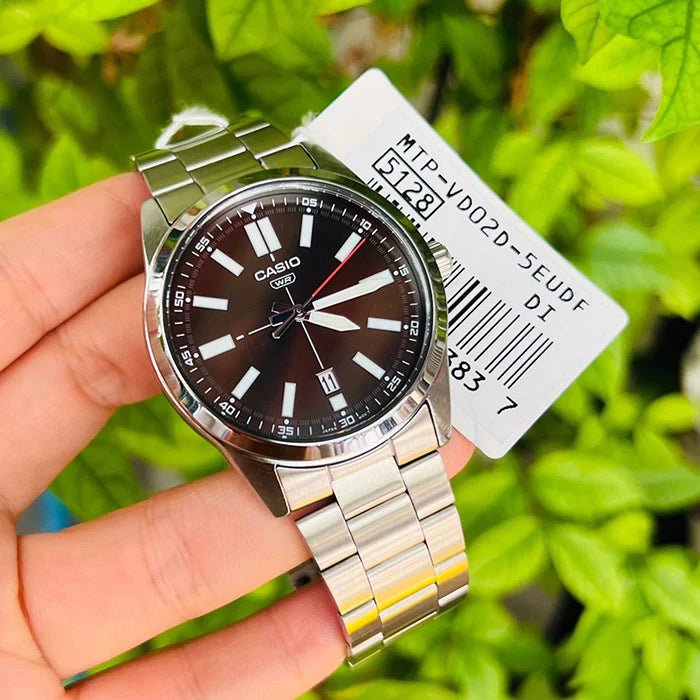 Casio MTP-VD02D-5EUDF Stainless Steel Analog Quartz Brown Dial Men's Watch. - Timecheck