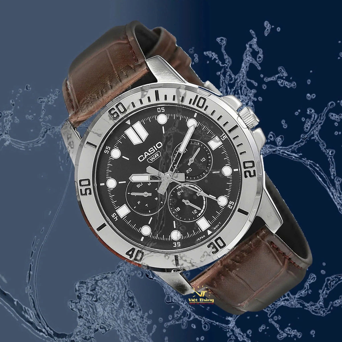 Casio MTP-VD300L-1EUDF Multi-Hand Dial In Leather Strap Men's Watch. - Timecheck