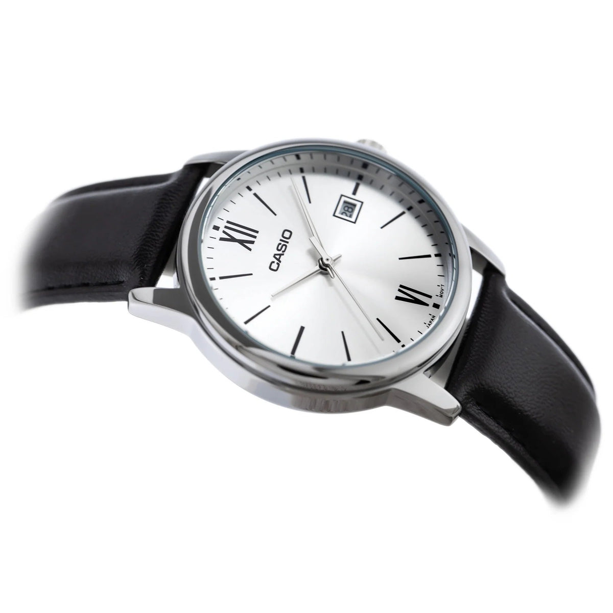 Casio Silver Dial Black Leather Strap MTP-V002L-7B3UDF Analog Quartz Men's Watch. - Timecheck