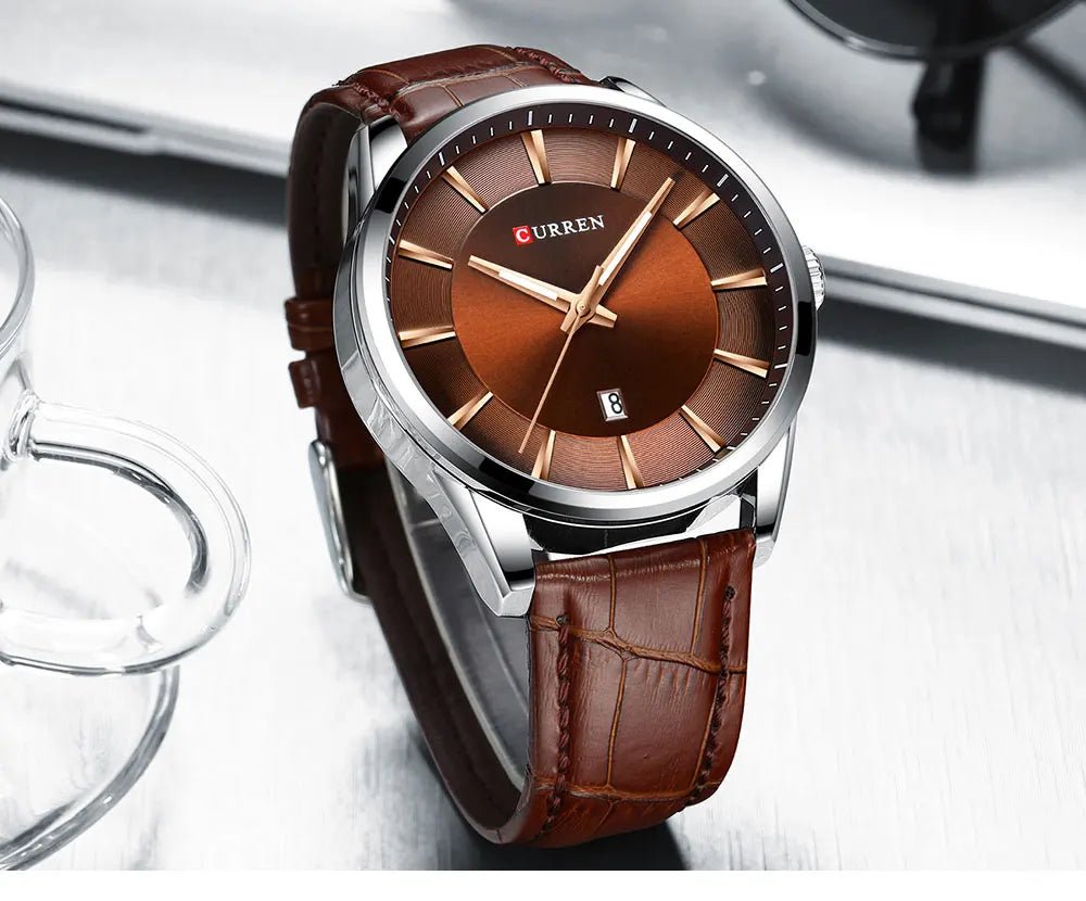 Curren 8365 Brown Dial Brown Leather Strap Classic Analog Quartz Men's Watch. - Timecheck