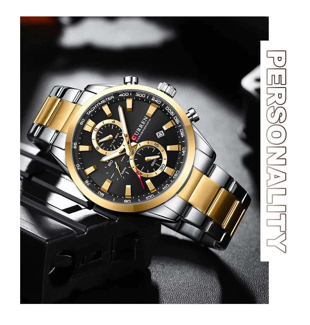 Curren 8445 Stylish Roman Black Dial Chronograph Analog Quartz Men's Watch. - Timecheck