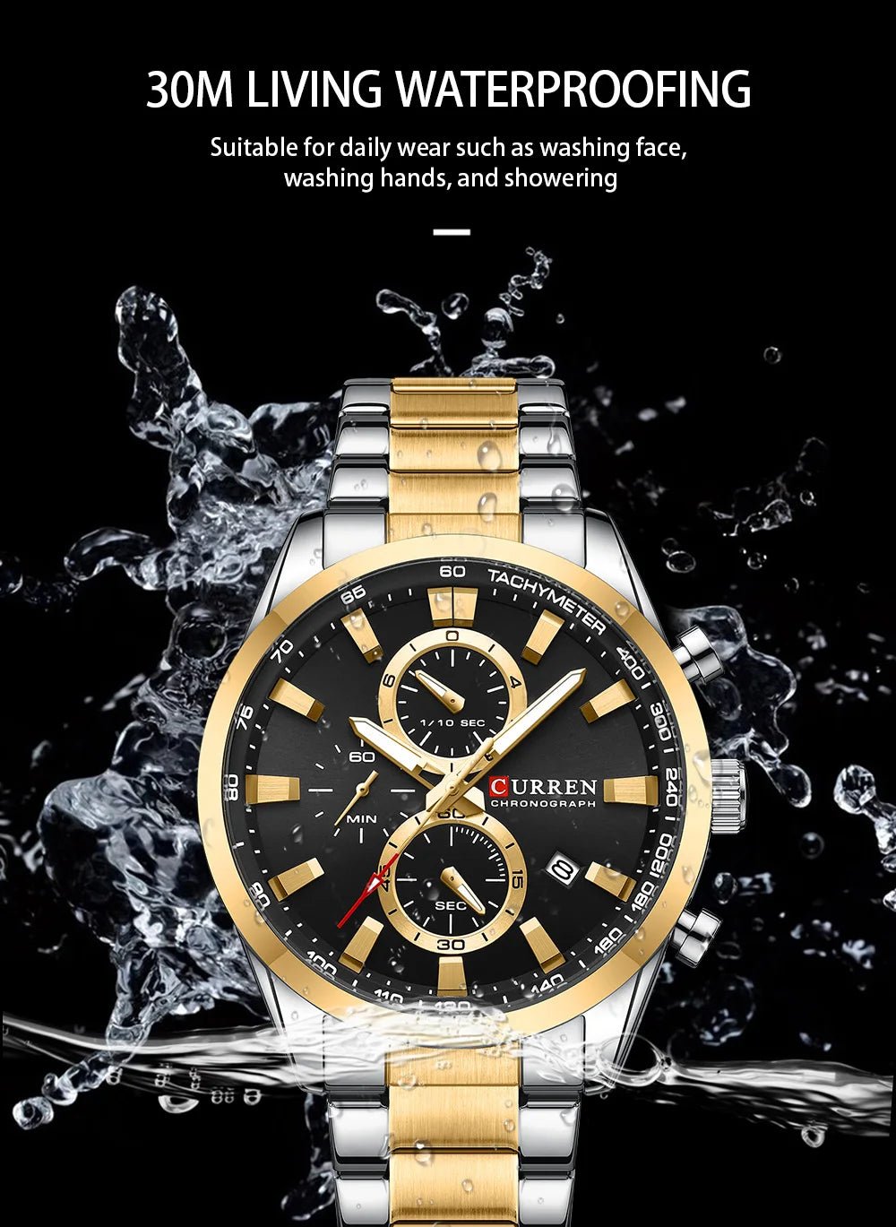 Curren 8445 Stylish Roman Black Dial Chronograph Analog Quartz Men's Watch. - Timecheck