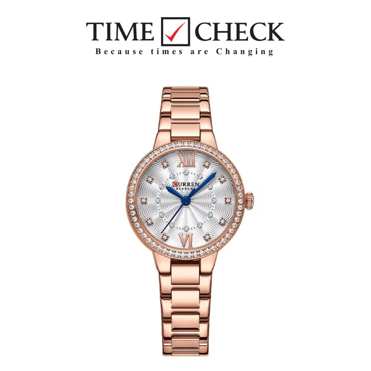 CURREN C-9085L Rose Gold Dial With Rose gold Stainless Steel Chain Wrist Watch For Women With Brand (Box & Bag) - Timecheck