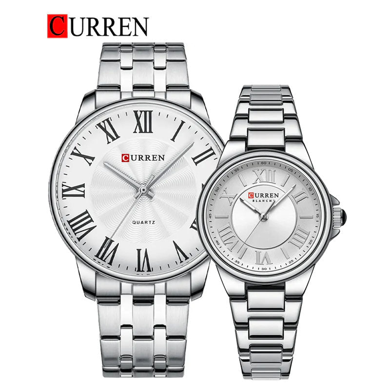 Curren orignal brand stainless streel couple watches with brand{box&bag} - Timecheck