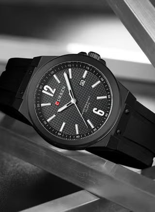 M8467 Curren Black Dial Black Body black Silicone Strap Analog Quartz Men's Watch with Box & Bag