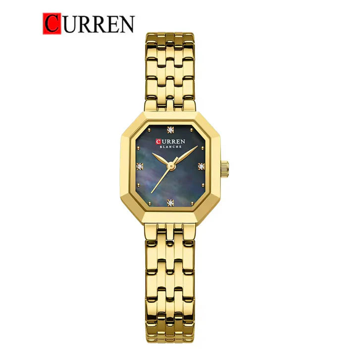 C-9108L Curren Blue  Dial Golden Stainless Chain Steel Analog Quartz Women's Watch