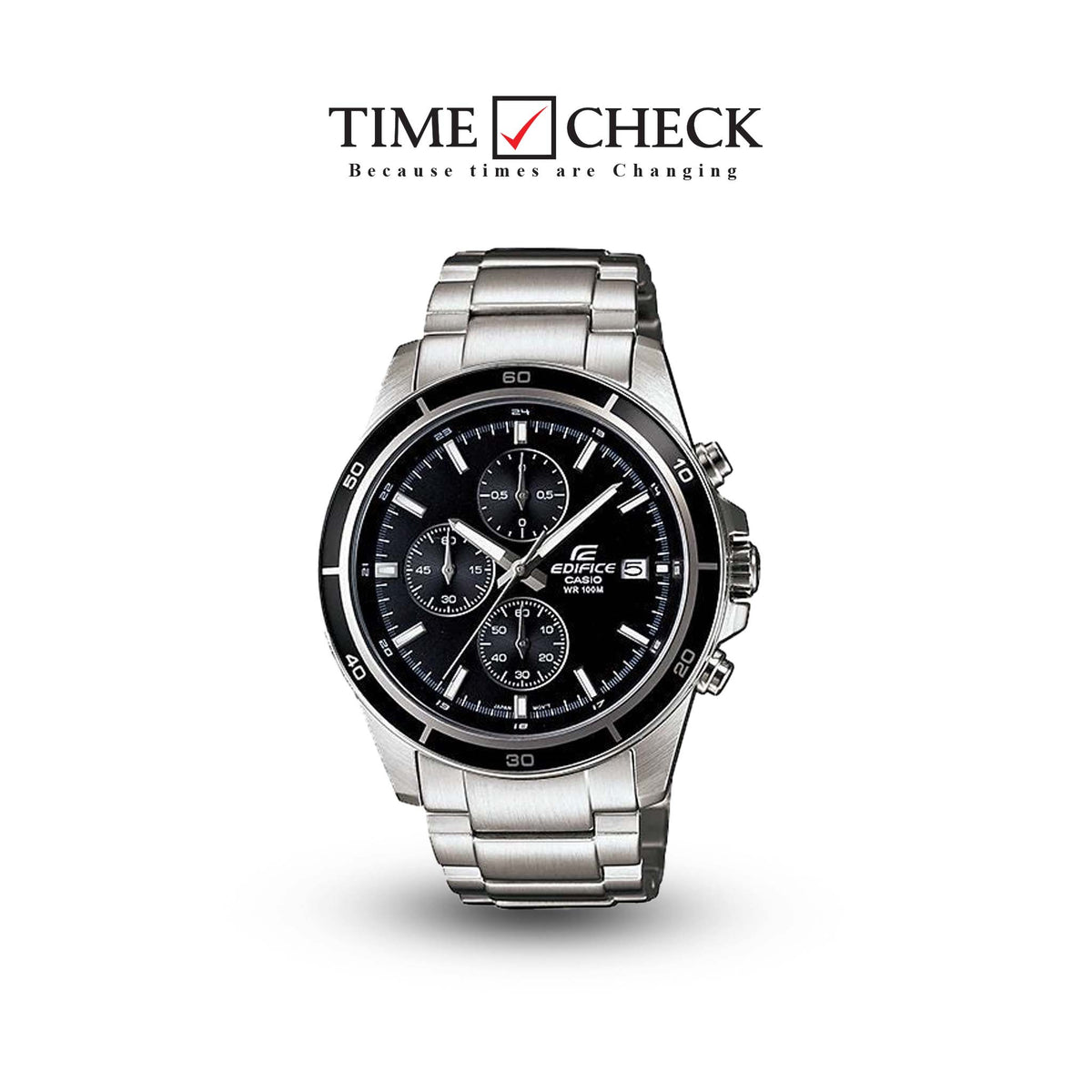 EFR-526D-1AVUDF Casio Edifice Chronograph BLACK Dial Silver Steel Band Men's Watch. - Timecheck