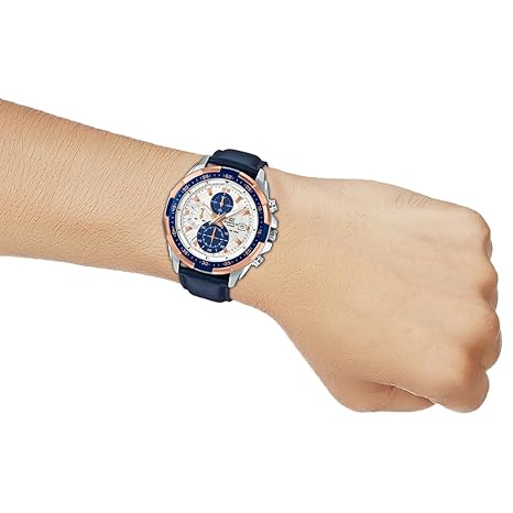 EFR-539L-7CVUDF Casio Chronograph Leather Strap Analog Off-White Dial Men's Watch. - Timecheck