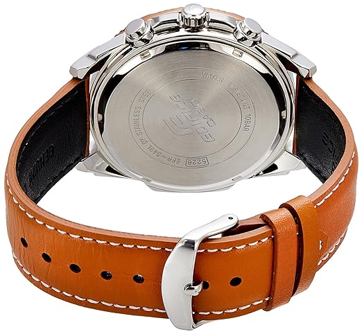 EFR-549L-7AVUDF Casio Edifice Brown Leather Strap Chronograph White Dial Men's Watch. - Timecheck