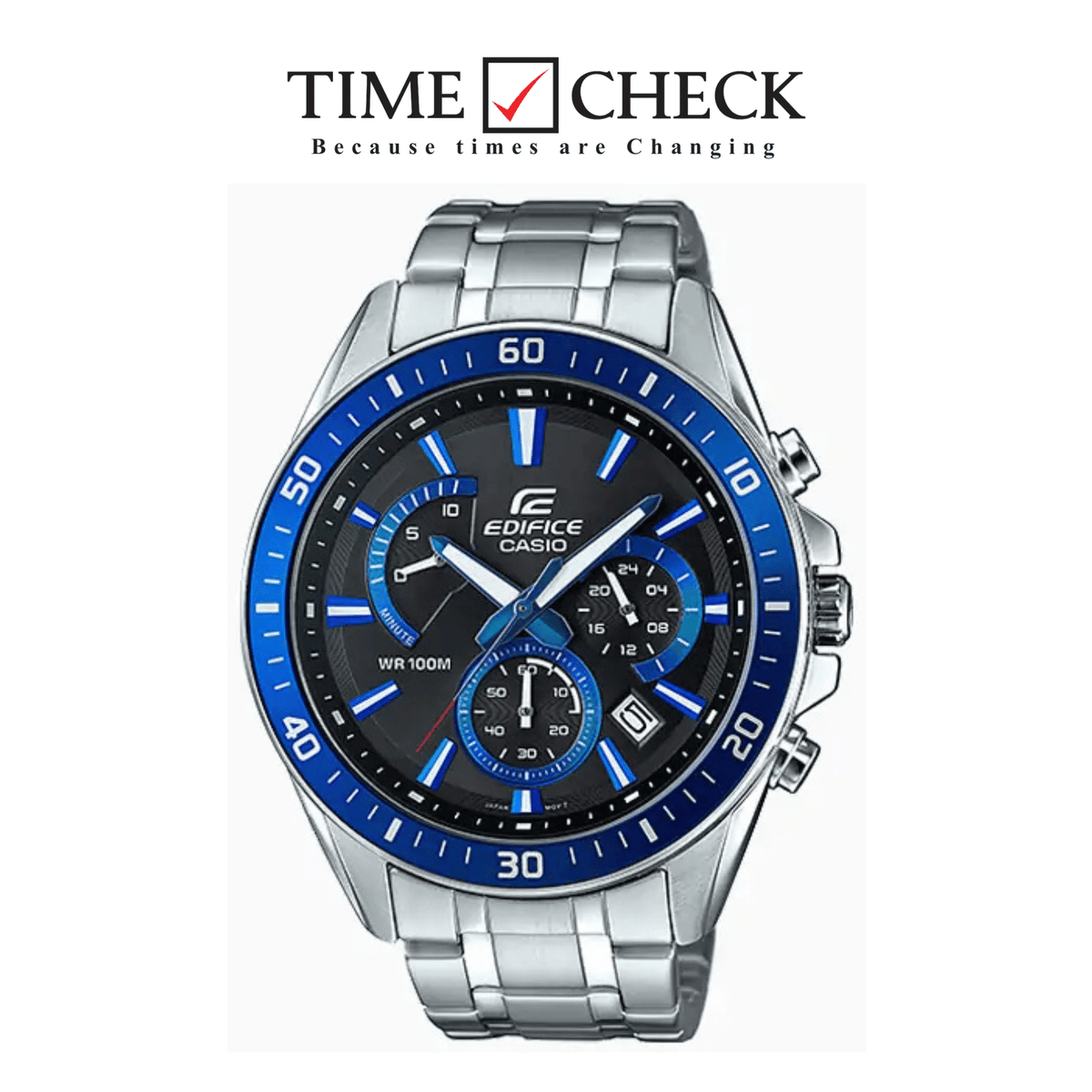 EFR-552D-1A2VUDF Casio Edifice Chronograph Blue Dial Silver Steel Band Men's Watch. - Timecheck