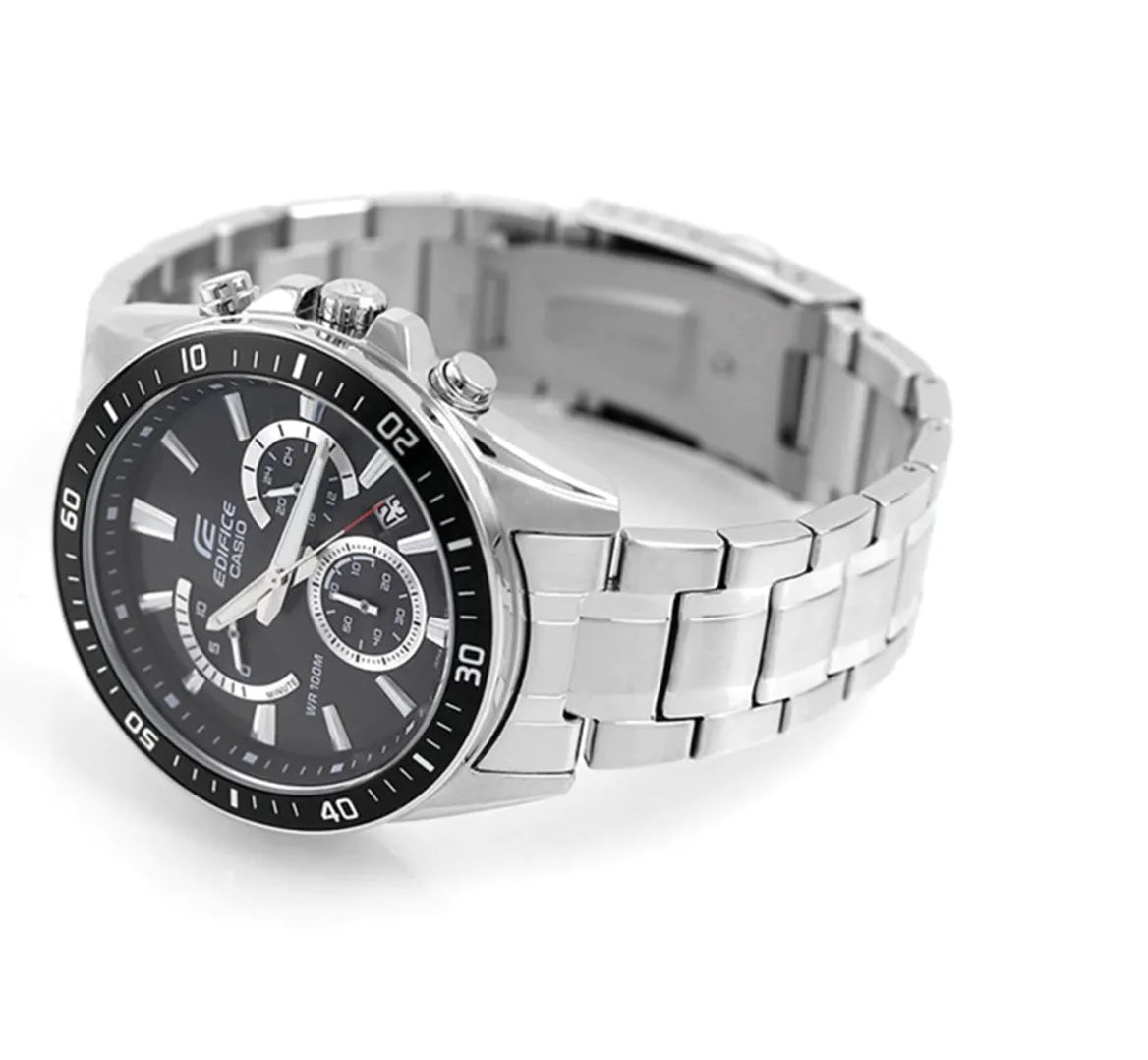 EFR-552D-1AVUDF Casio Edifice Chronograph BLACK Dial Silver Steel Band Men's Watch. - Timecheck