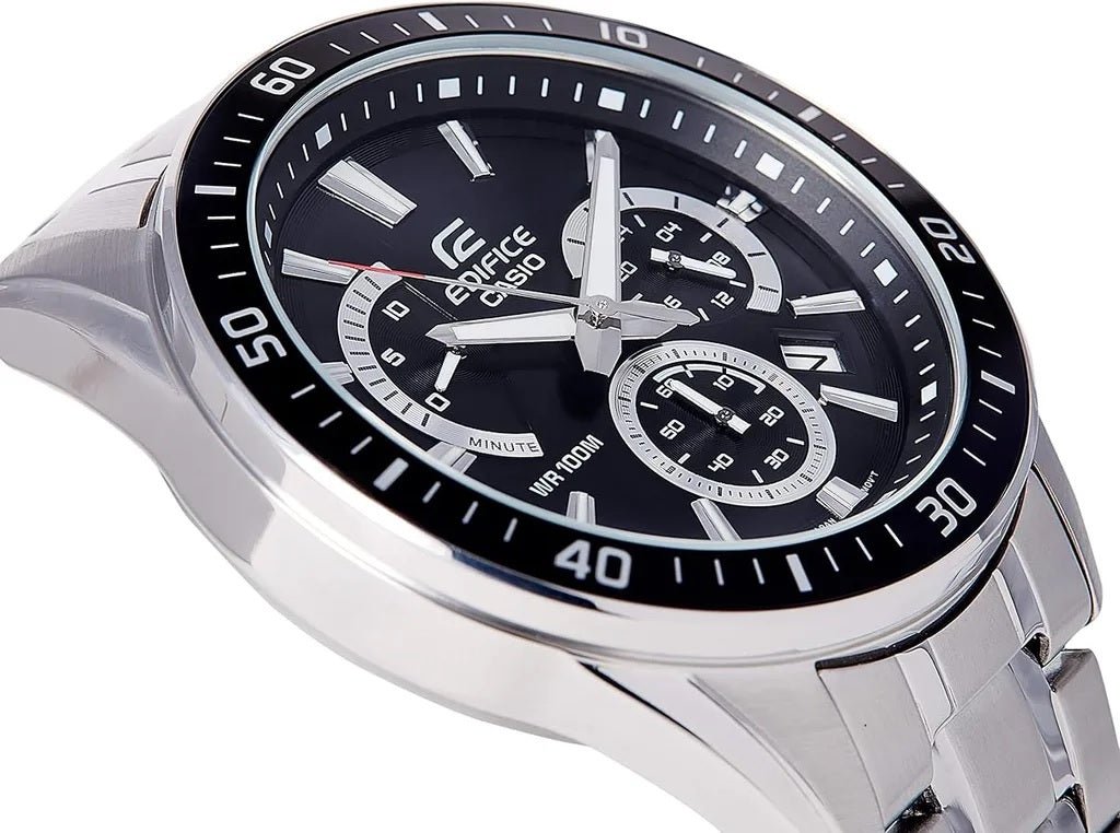 EFR-552D-1AVUDF Casio Edifice Chronograph BLACK Dial Silver Steel Band Men's Watch. - Timecheck