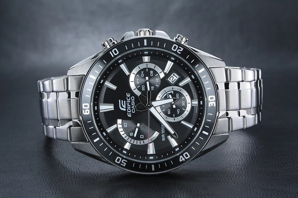 EFR-552D-1AVUDF Casio Edifice Chronograph BLACK Dial Silver Steel Band Men's Watch. - Timecheck